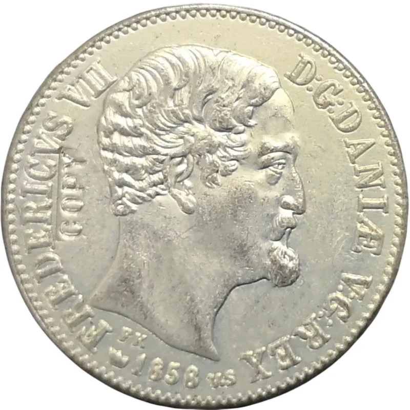 

1858 Дания 16 скиллинг регизмонт-Фредерик VII Посеребренная КОПИЯ монета UNC