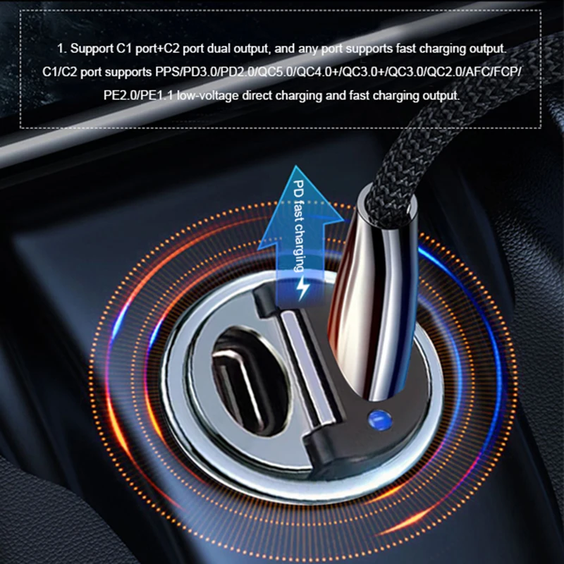 Ubigbuy Car Charger Dual Port USB C Fast