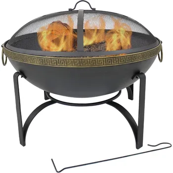Sunnydaze 26-Inch Steel Wood-Burning Outdoor Fire Pit Bowl with Spark Screen, Log Grate, and Poker 1