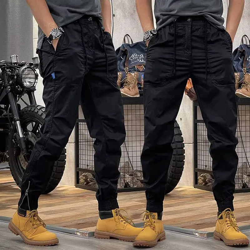 Cargo Pants Men Ankle Length Streetwear Casual Pants Men Military Style Slim  Fit Pure Cotton Trouser Japan Style Black Pants Men - Casual Pants -  AliExpress