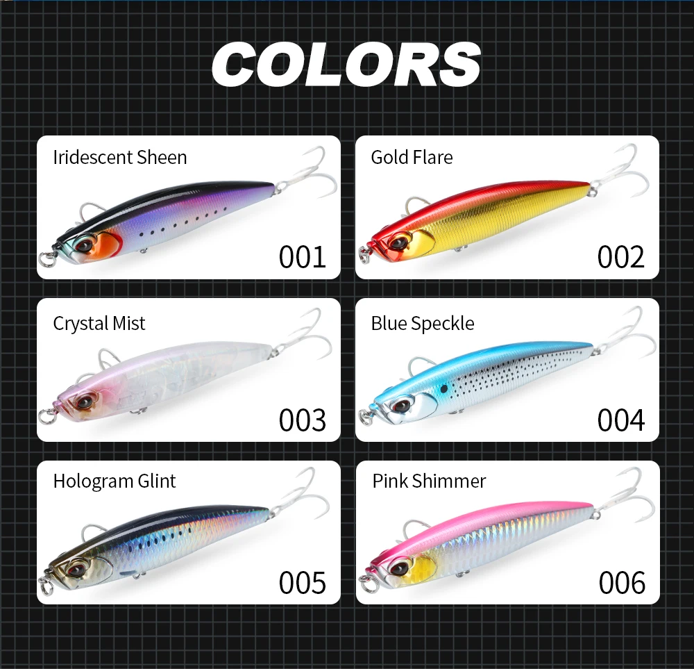 Hunthouse Shore Glide Sinking Pencil Angelköder 108 mm 27,5 g Stickbait WTD Harter Köder Wobbler Fischgerät für Bass LW549 – Detail 8