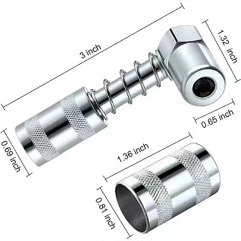 Grease Nozzle Adapter Grease Gun- Accessory 90 Degree Grease Coupler Adapter With Sleeve 3 Jaw Angle Grease Tool Auto Parts