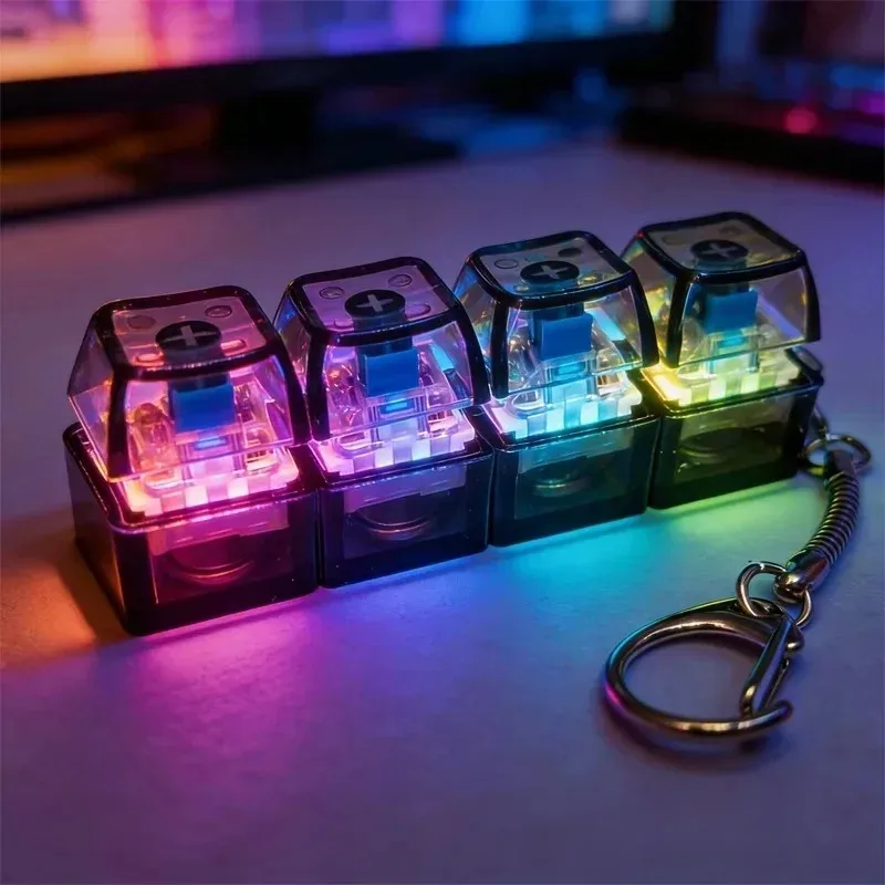Illuminated Keyboard Keychain - Stress Relief Fidget Toy and Portable Office Decor Gift