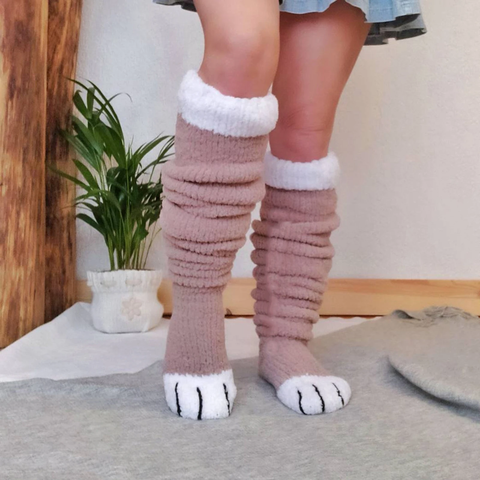 New Fashion Women Knee-High Socks Patchwork Animal Paws Casual Cute Cosplay Thick Universal Stockings Hot Sale