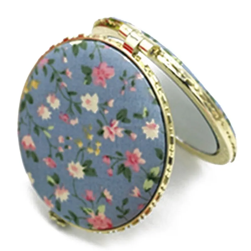 Makeup Mirror 1pc Mini Makeup Compact Pocket Floral Mirror Portable Two-side Folding Make Up Mirror Women Vintage Cosmetic Mirrors For Gift