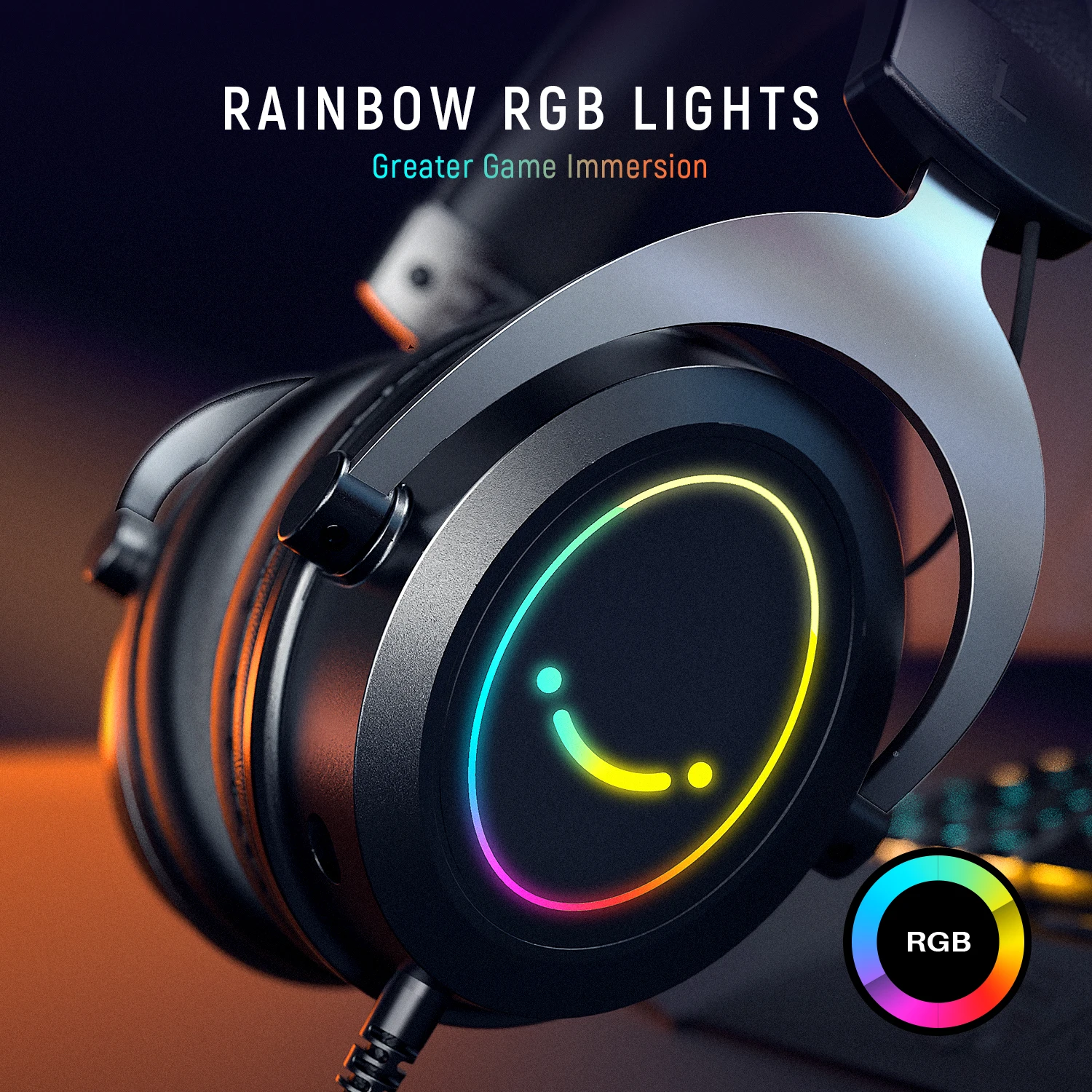 سماعة رأس RGB للألعاب من FIFINE ، سماعة رأس فوق ال...