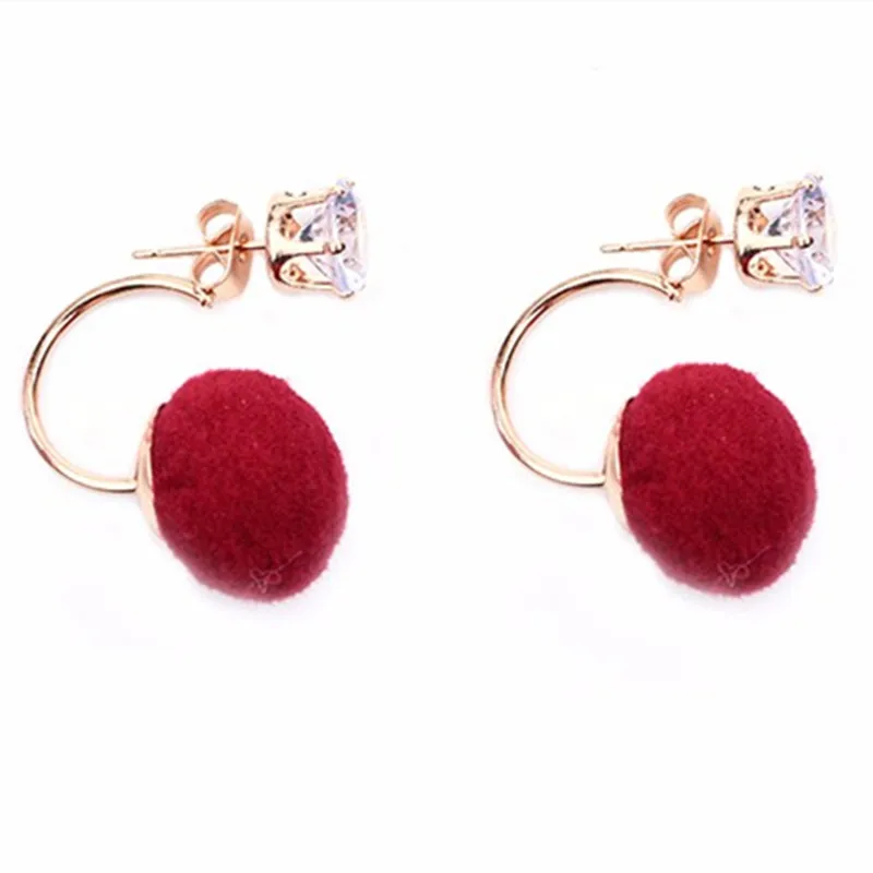 New Fashion Christmas Gifts Winter Piercing Wedding Strass Double Puffer Ball Orecchini Di Cristallo Gioielli Ragazze Orecchini Donna