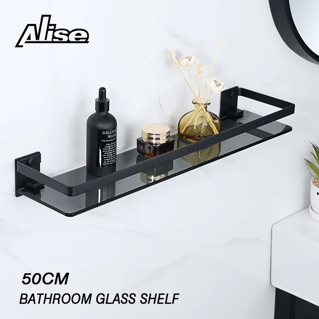 Estantes de baño para ducha, estante de almacenamiento de vidrio para baño,  montaje en pared, organizador de champú, accesorios de baño - AliExpress