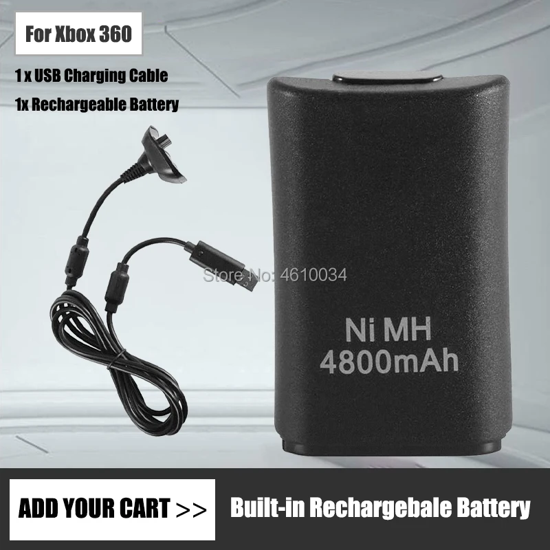 4800Mah Battery Pack + Usb Cavo Del Caricatore Per Xbox 360 Controller Wireless Gamepad Batteria Ni-Mh Batterie Ricaricabili