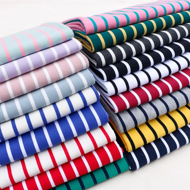 High Elastic 95% Thick Cotton Yarn Dyed Stripe Fabric for Seasonal Sewing and Clothing - 170x50cm