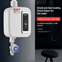 3500W Mini chauffe-eau électrique instantané salle de bains cuisine chauffe-eau sans réservoir robinet affichage de la température robinet ensemble de douche 2