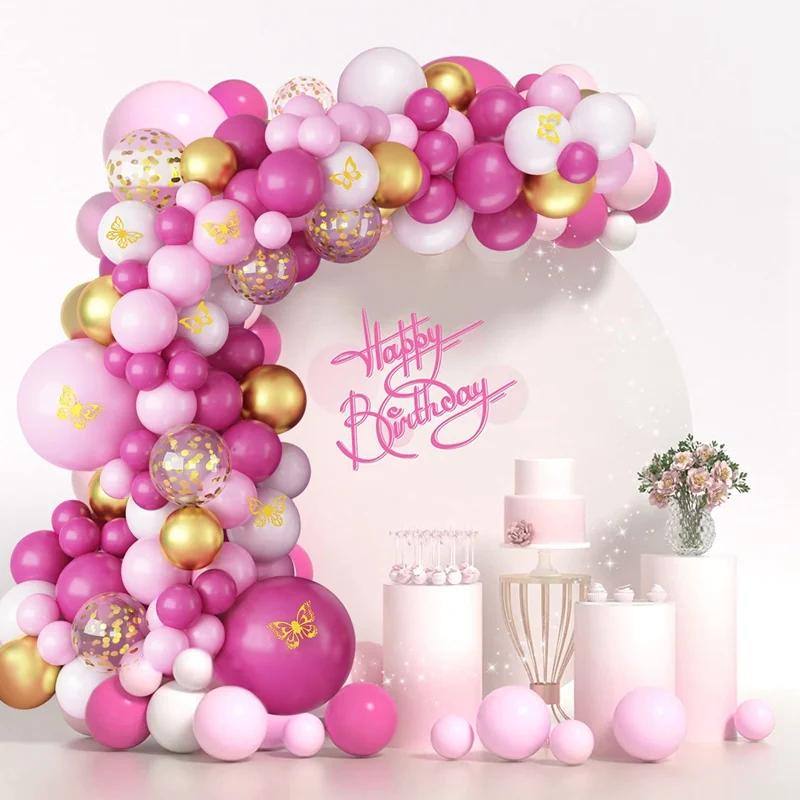 Description Picture 3 of itemPink White Gold Balloon Arch Kit Balloon Garland Bow Balloons Wedding decor Baby Shower Girl Birthday Party Baloon Decoration