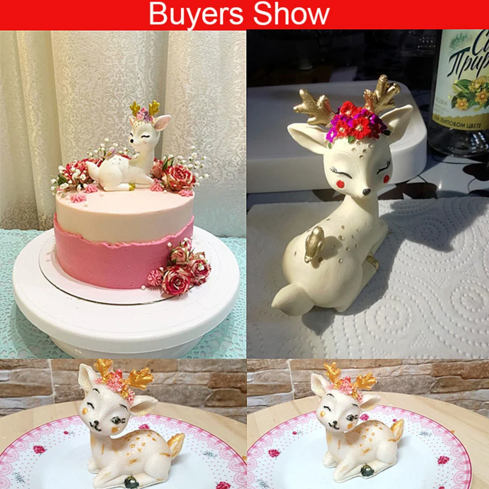 DIY Sikahirsch Silikonform Kuchendekoration Handgemachte Kerzenform Gips-Ornament 3D Tierfiguren Schokoladenformen Polymer Clay Form – Detail 8