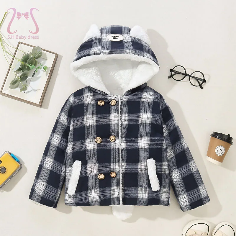 Winter New Baby Girl Cotton Coat Hooded Fleece Toddler Clothes Windproof Warm Thickened Children Jacket Overalls Kids Costume