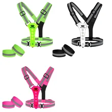  WEST BIKING Safety Reflective Vest LED Running Light USB Charge Adjustable Cycling Vest Night Warning Work Fishing Sports Vest 