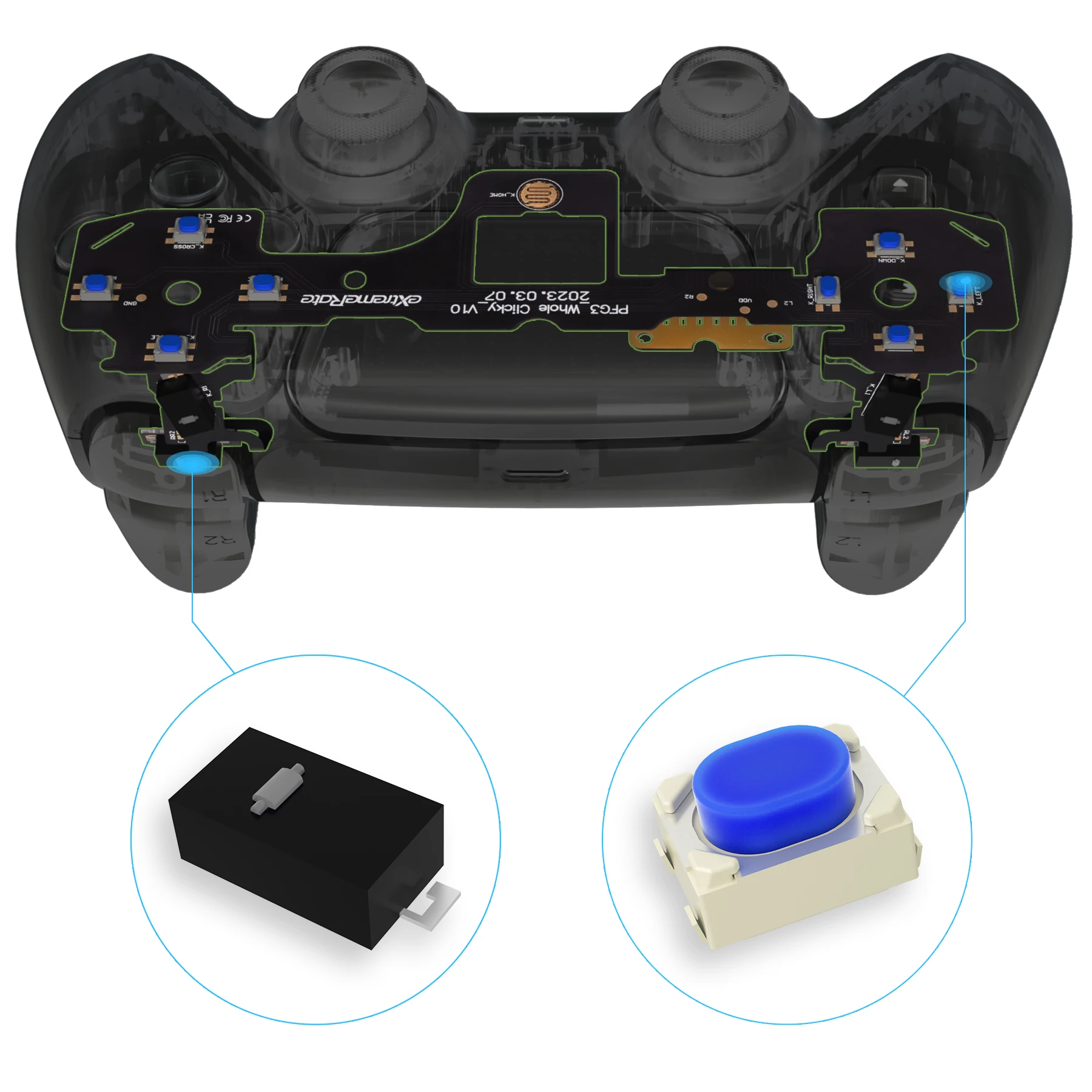 

eXtremeRate Whole Clicky Kit for PS5 Controller BDM-030 Shoulder Face Dpad Buttons, Custom Micro Switch Clicky Hair Trigger Kit