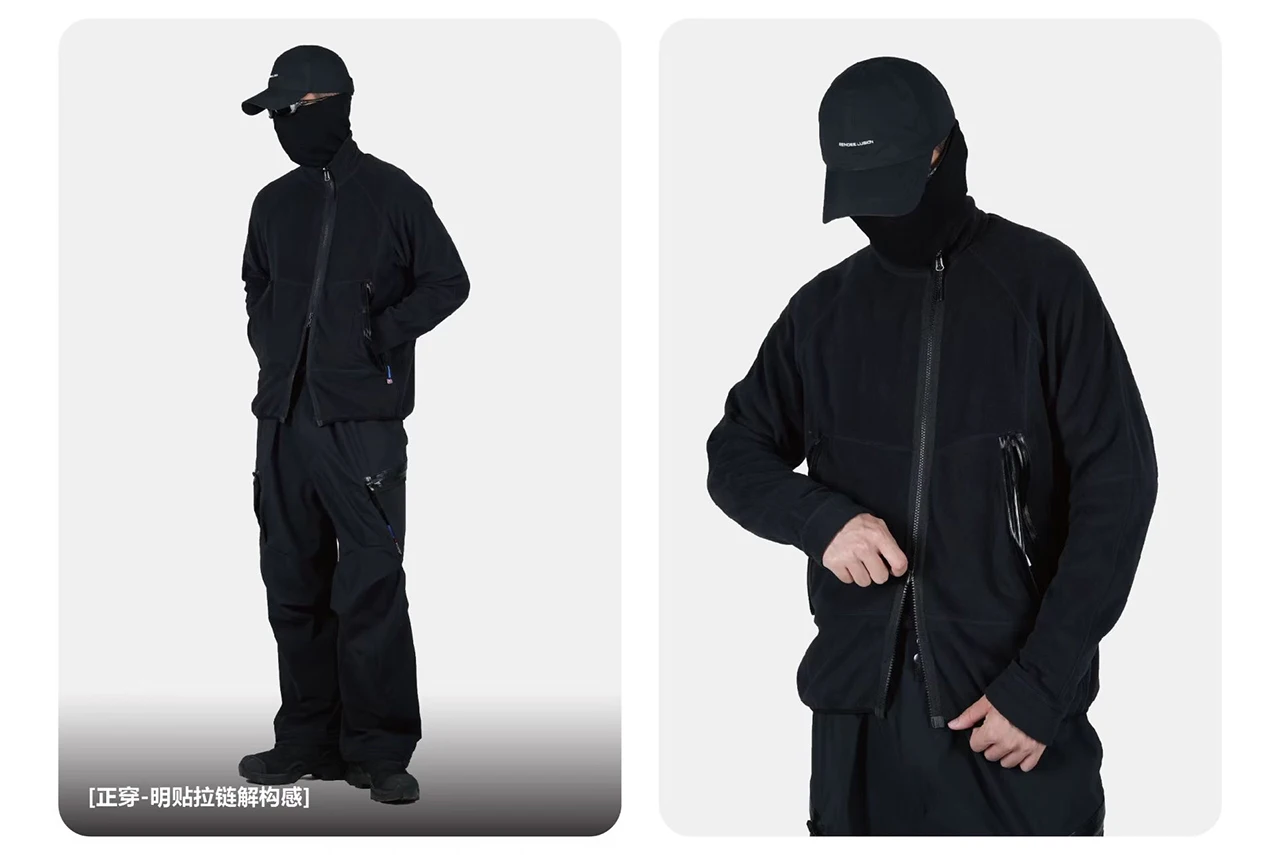 Reindee Lusion 25aw Two-side PolartecThermalPro fleece inner jacket stand collar x-shape cut back techwear gorpcore