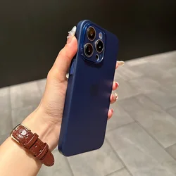 Ultra Thin Matte Silicone Soft Candy Color Transparent Luxury Case - 0.3mm - iPhone 12 (Dark Blue)
