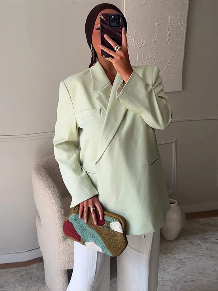 Fashion Office Blazer Coat Women Single Breasted Notched