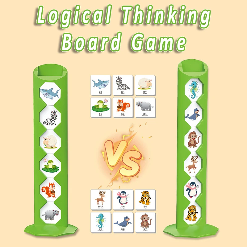 Children Board Party Game Animal Logical Reasoning Thinking Training Parent-Child Interaction Desktop Puzzle Toys For Kids Gift