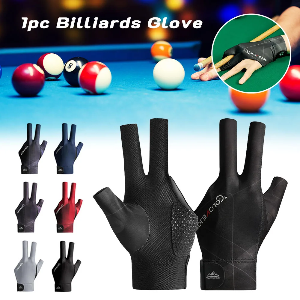 

Professional Snooker Billiard Glove Three Finger Cue Ball Glove Left Hand Cloth Pool Training Glove Adjustable Wrist Accessories