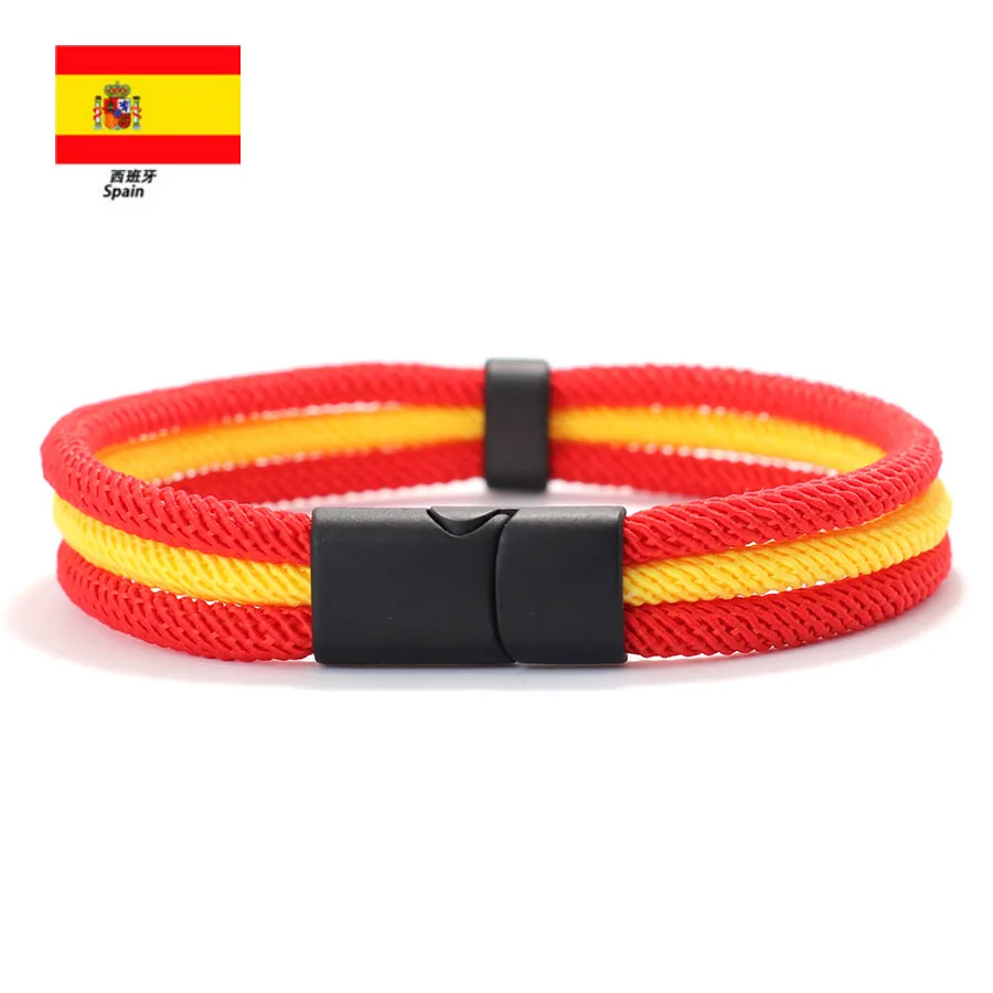 Flaggenfarbenes Armband für Herren, Klasse A, 4 mm, Milan-Seilwickelarmband, abnehmbare Magnetschnalle, ukrainisches spanisches russisches Symbol – Detail 12