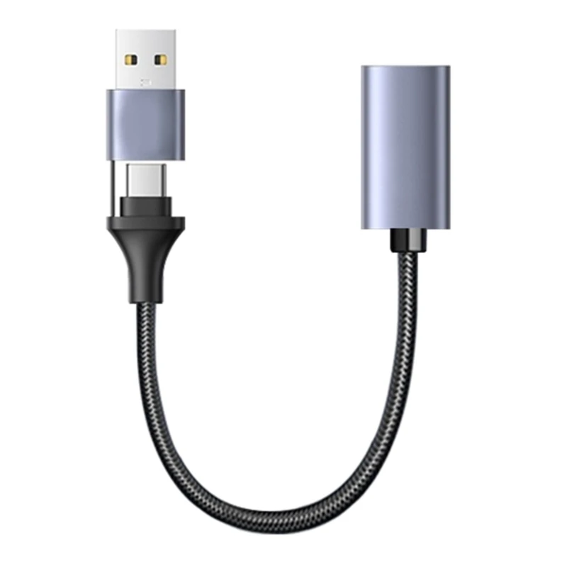 휴대용 USB Type-C+USB 호환 어댑터 케이블 Phone Screen Projection Type-C+USB 호환 어댑터