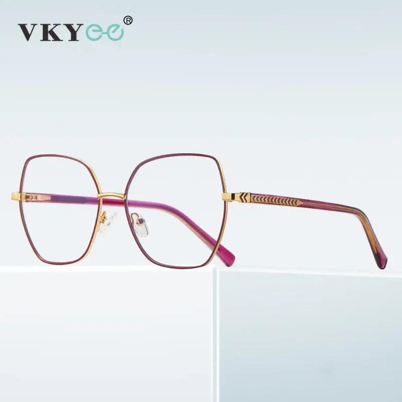 VICKY Fashion Women Cat Eye Myopia Prescription Glasses Hyperopia Reading Anti Blue Light Metal Optical Eyeglasses Frame PFD3076 4