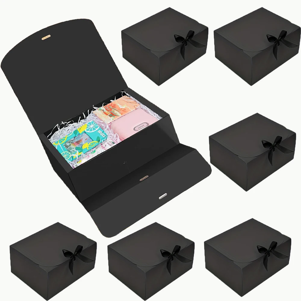 Mini caja de regalo negra con cinta 6 piezas 4 5x4 5x1 9 pulgadas mini-caja-de-regalo-negra-con-cinta-6-piezas-4-5x4-5x1-9-pulgadas