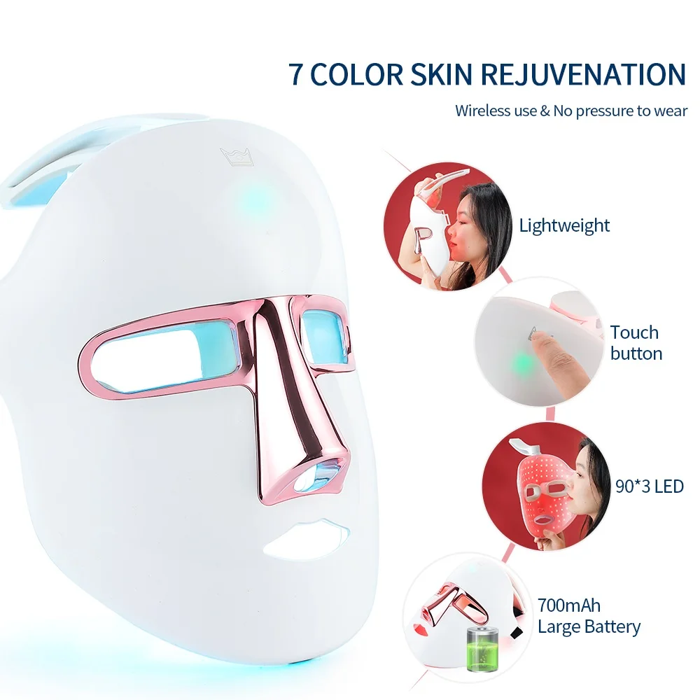 7 Colors Face LED Mask Photon Facal Beauty Mask Skin Rejuvenation Anti Acne Repair Skin Tightening Anti Aging Skin Care
