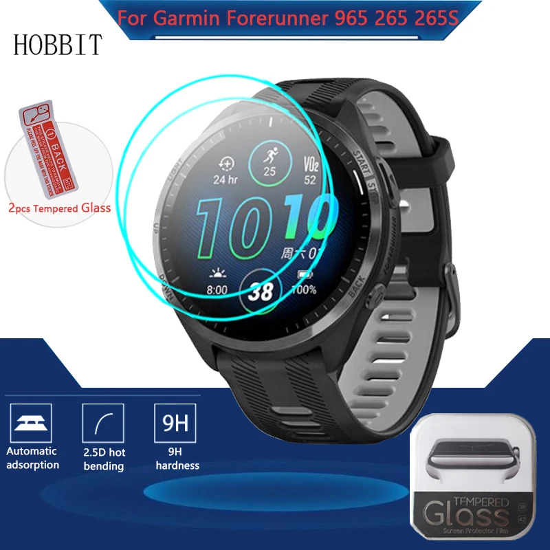 

2 шт. для смарт-часов Garmin Forerunner 965 265 265S 2.5D ультрапрозрачное противофиолетовое искусственное закаленное стекло 9H защита экрана