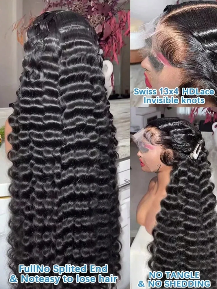 34 Inch 200% Density Human Hair Wig Loose Deep Wave 13x4 Lace Front Wig Human Hair Pre Plucked With Baby Hair Frontal Wigs