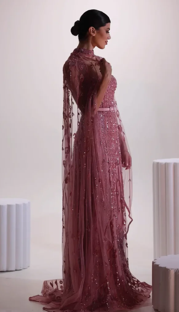 FATAPAESE Removable Gown Tank-Sleeve Crystal Beaded Abiye Evening Dresses Gowns A-line Ball Clothes Special Occasion