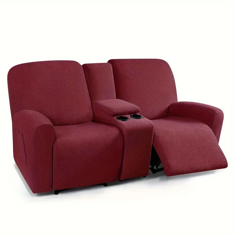 8pcs/set Recliner Sofa Covers All-inclusive Loveseat Center Console Sofa Covers Elastic 2Seater Couch Slipcovers with Cup Holder 6