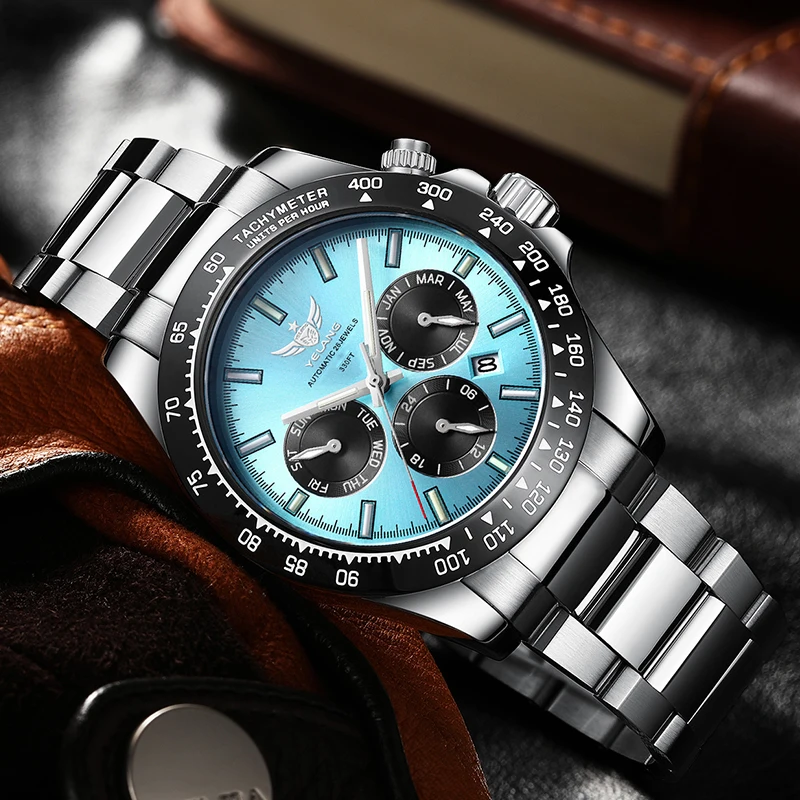 Yelang V1033 Men Sports Luminous Watch 42mmLuxury Japan 9120 Automatic Mechanical Sapphire 10Bar 100M Waterproof Watch