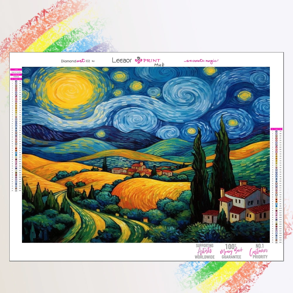 

Картина из страз с изображением пейзажа Ван Гога, пасторальная мозаика звездной ночи, наборы для вышивки крестиком, искусство, вышивка, домашний декор, подарок «сделай сам»