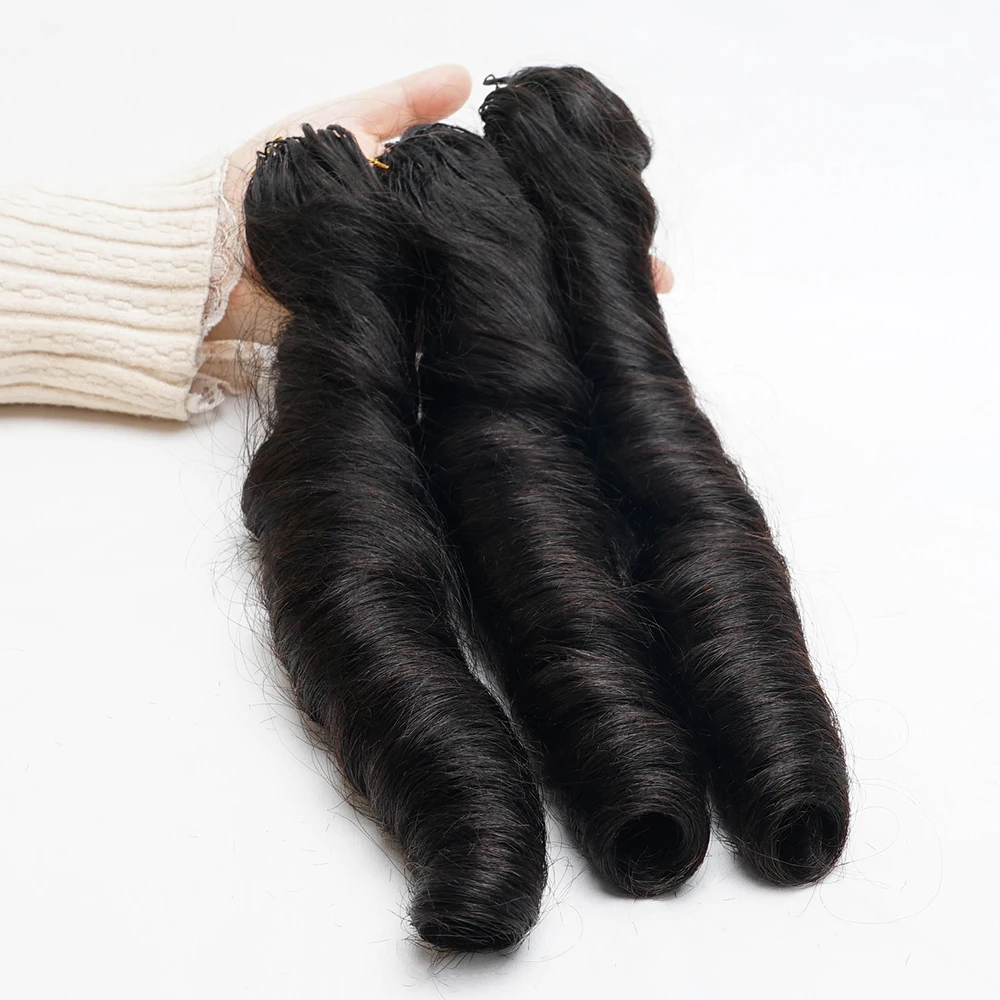 Kisshair Miracle Knots French Curl, Capelli Umani Pre-divisi per Intrecciare, Piuma Crochet, Ondulati e Voluminosi, Senza Nodi, Stile Bora Boho - immagine 3