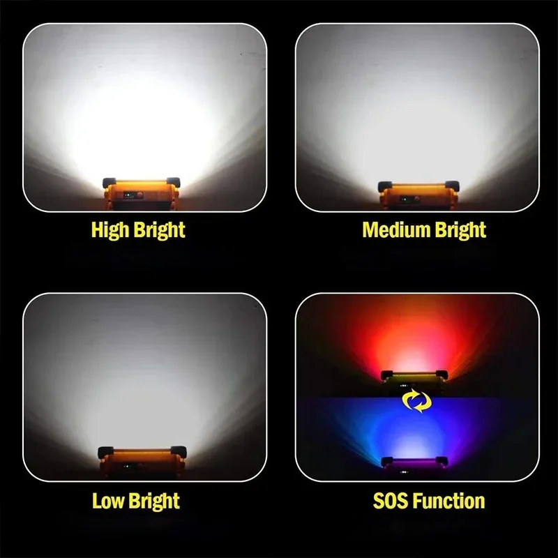 Description Picture 3 of itemNew Rechargeable Solar Flood Light Outdoor Portable LED Reflector Spotlight Rechargeable Projector Floodlight Construction Lamp