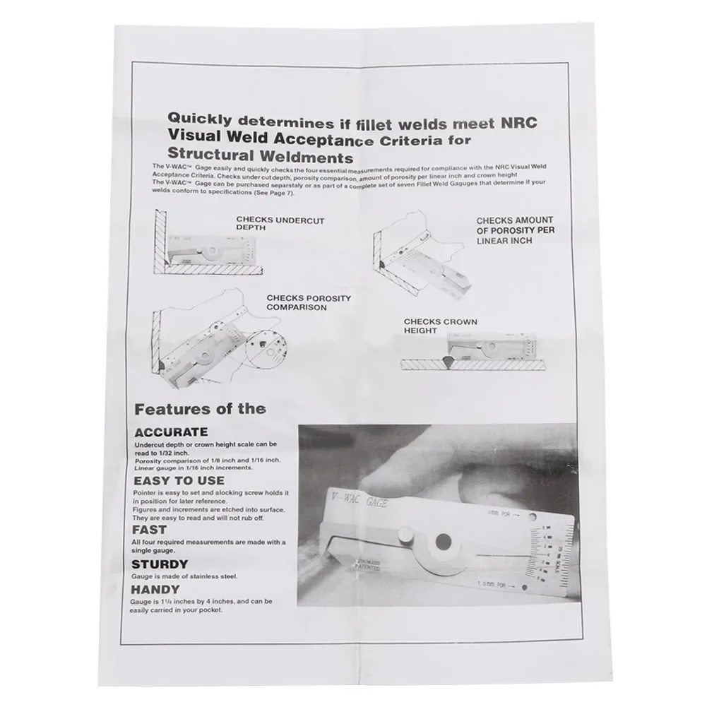 Welding Measuring Tool Welding Ruler Welding Gauge Precision Stainless Steel Weld Gauge Undercut Depth Gage Measuring Tool 2