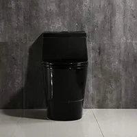 E One Piece Toilet Soft Close Seat Chair Height 1.28 GPF Dual Water Sensed 1000 Gram Flush B0941 Black Luxury Modern Design ADA 2