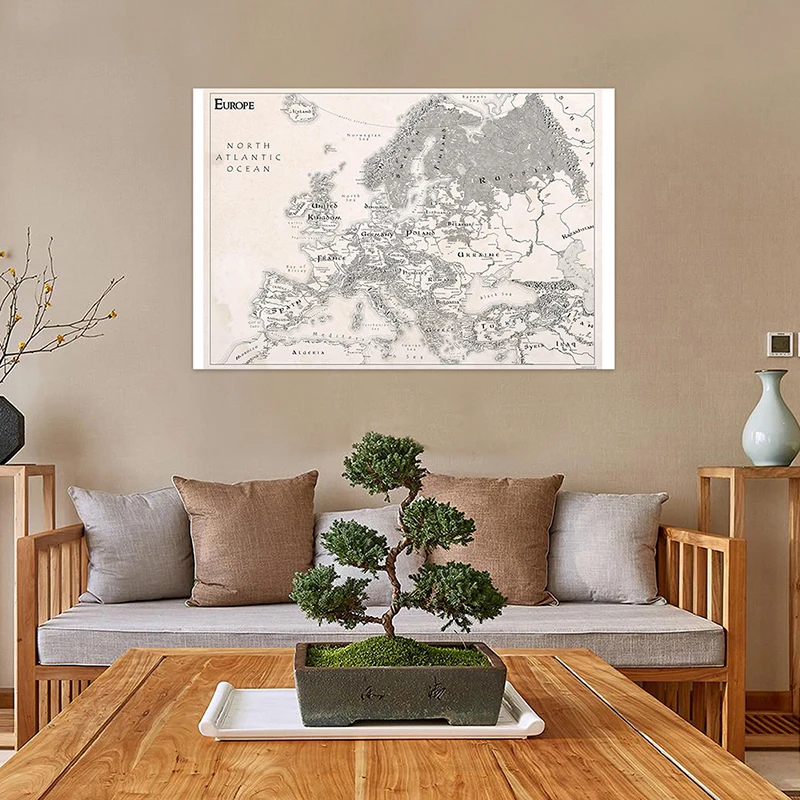 120*80cm Retro Non-woven Fabric European Map Non-Smell Map for Cultural Education Poster Decoration Children School Supplies