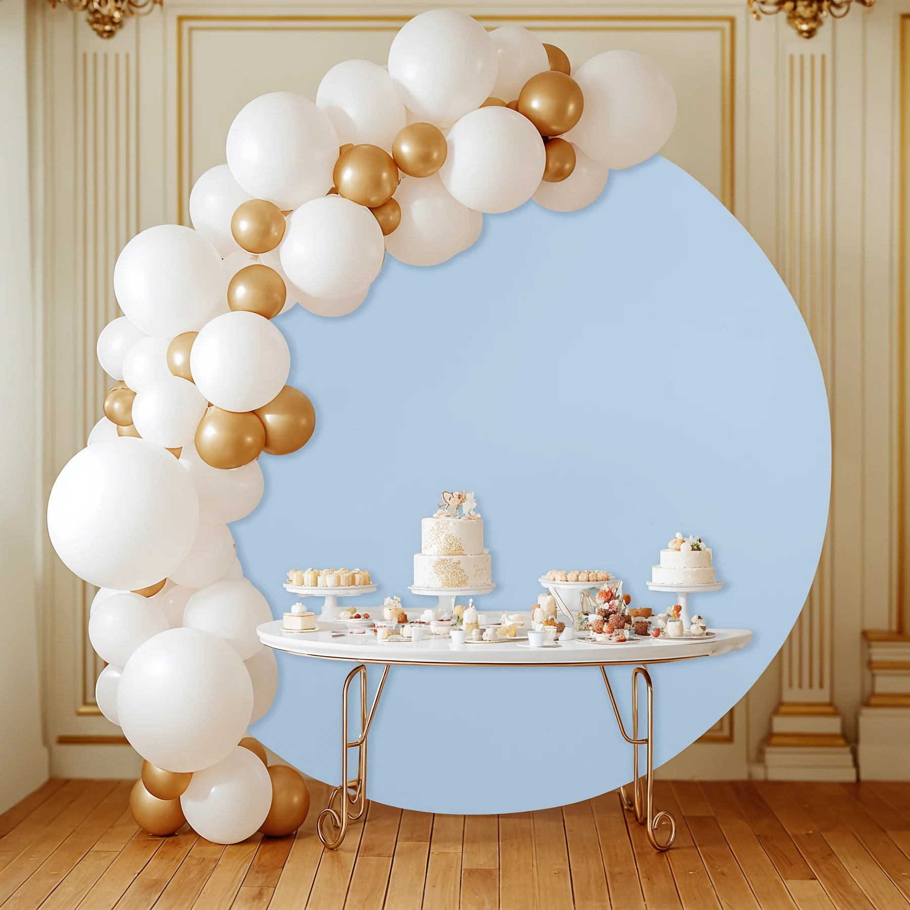 Runde Bogen-Hintergrundabdeckung, Durchmesser 200 cm, knitterfrei, Fotografie-Hintergrundtuch für Hochzeit, Geburtstag, Babyparty-Dekorationen – Detail 20