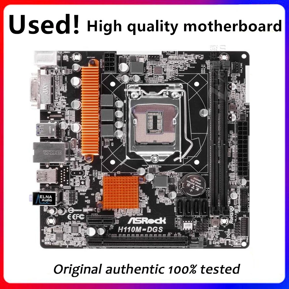 

For ASRock H110M-DGS Original Used Desktop Intel H110 DDR4 Motherboard LGA 1151 USB3.0 SATA3