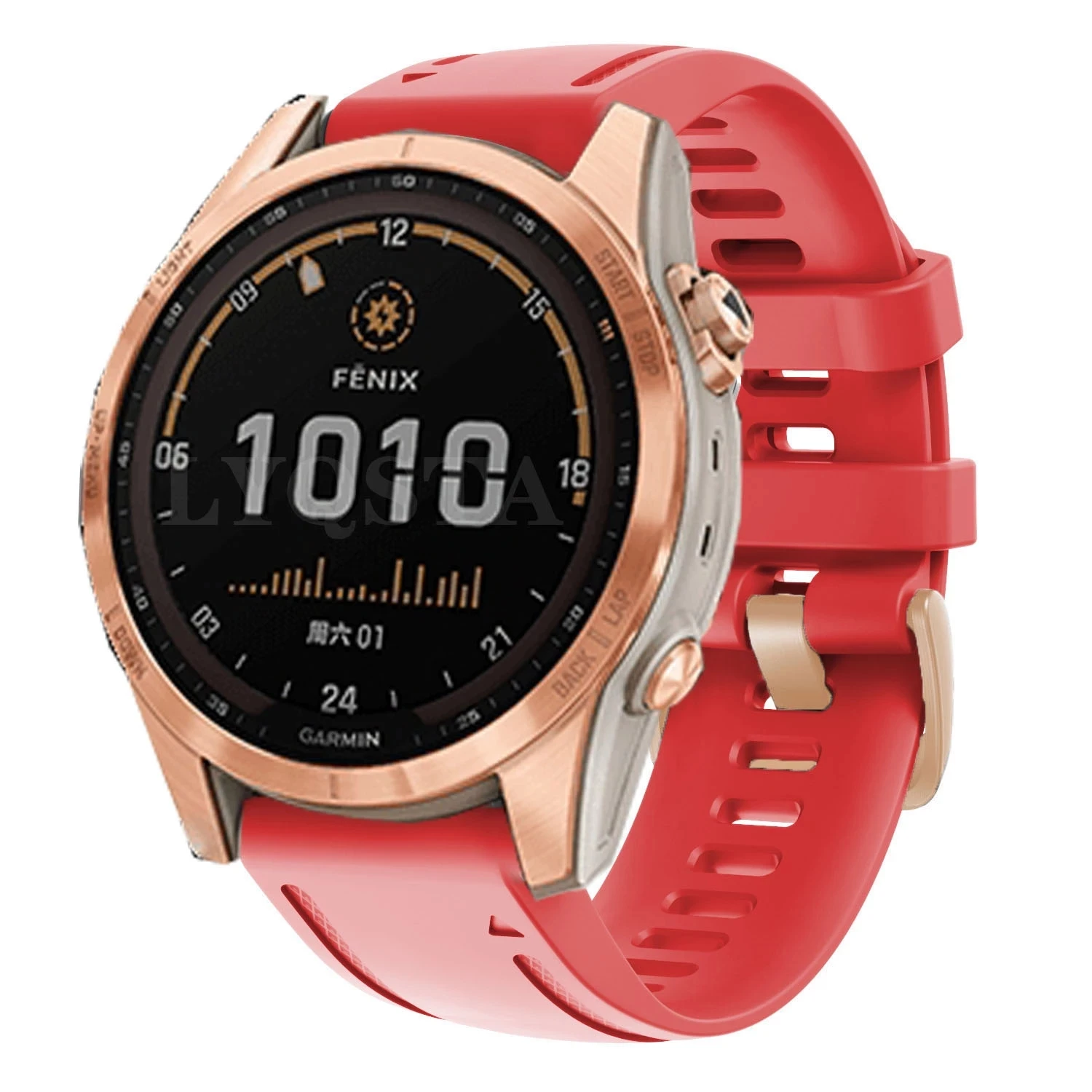 Rose Gold Buckle Quick Release Silicone Watchband, 20mm
