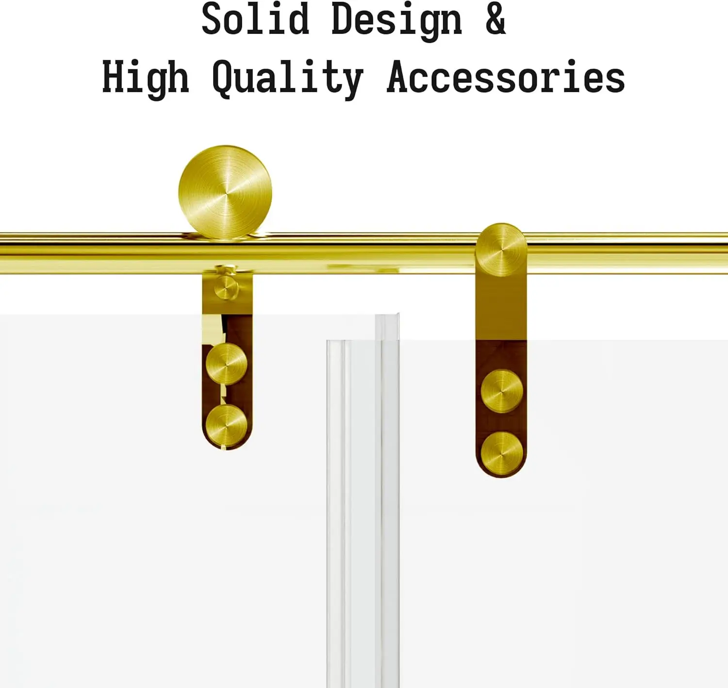 Frameless Slidable Shower Door, 56-60" W × 76" H, 5/16" Clear Tempered Glass, Gold Stainless Steel Handle, Noiseless, Waterproof 6