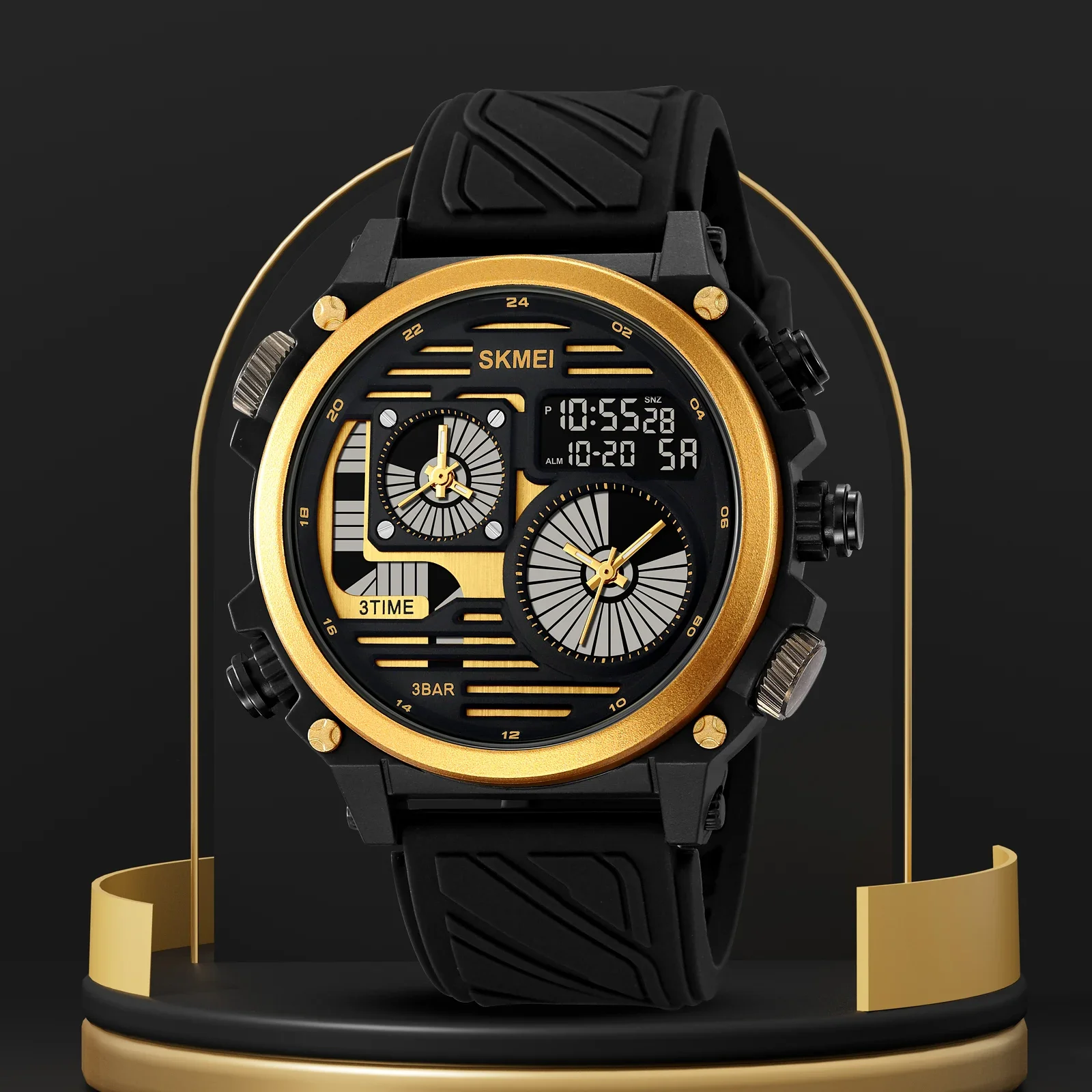 SKMEI 2202  Sport Watch Mens LED Light Stopwatch Waterproof Wristwatches Alarm Creative Cool 4 Time Display Countdown Digital 2