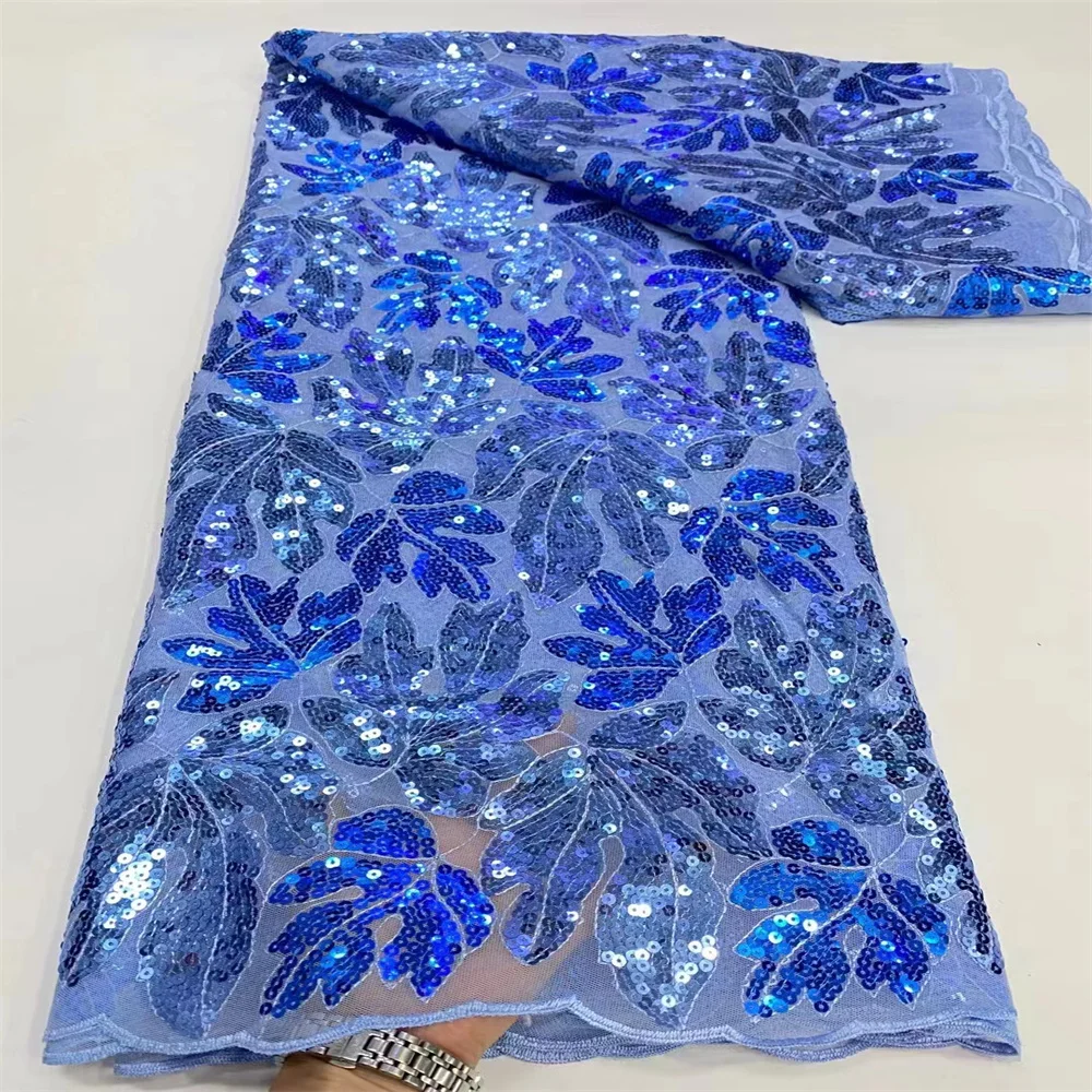 

African Lace Fabric with Sequin Fabric Hot Selling Nigerian Lace Fabric Embroidery Mesh Lace Fabric For Wedding Dress dp-0110