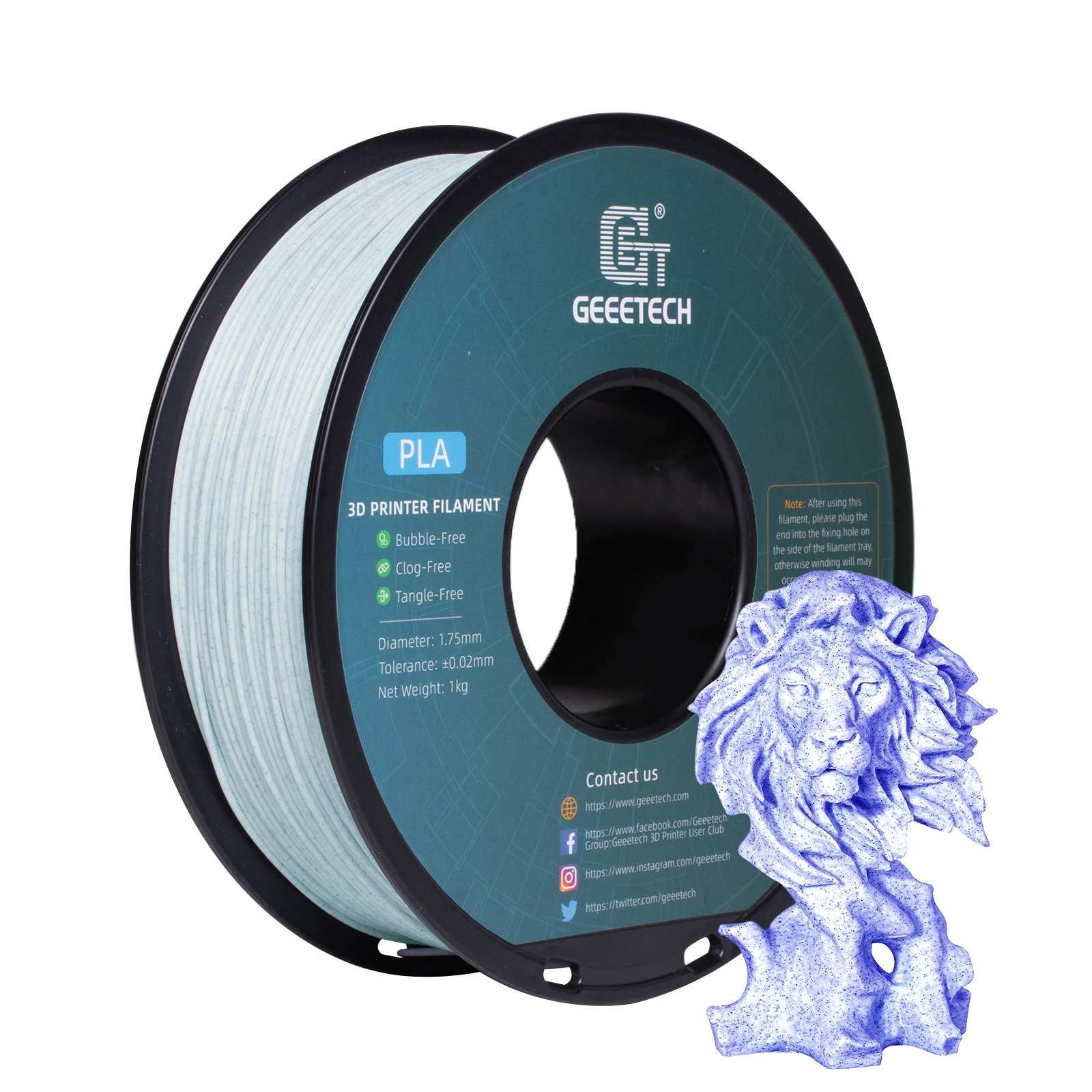 Geeetech-filamento de Impressora Pla 3d sem Emaranhados Materiais do Fio de Impressão Embalagens a Vácuo Como Mármore Plástico 1kg 175 mm