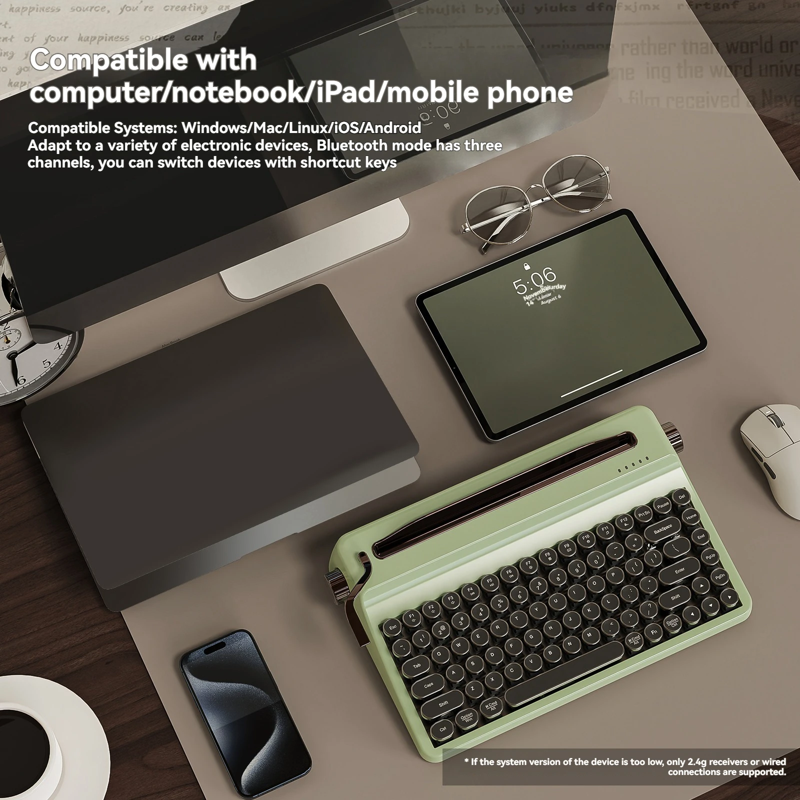 Yunzii QL75 タイプライター メカニカル キーボード ワイヤレス トライ