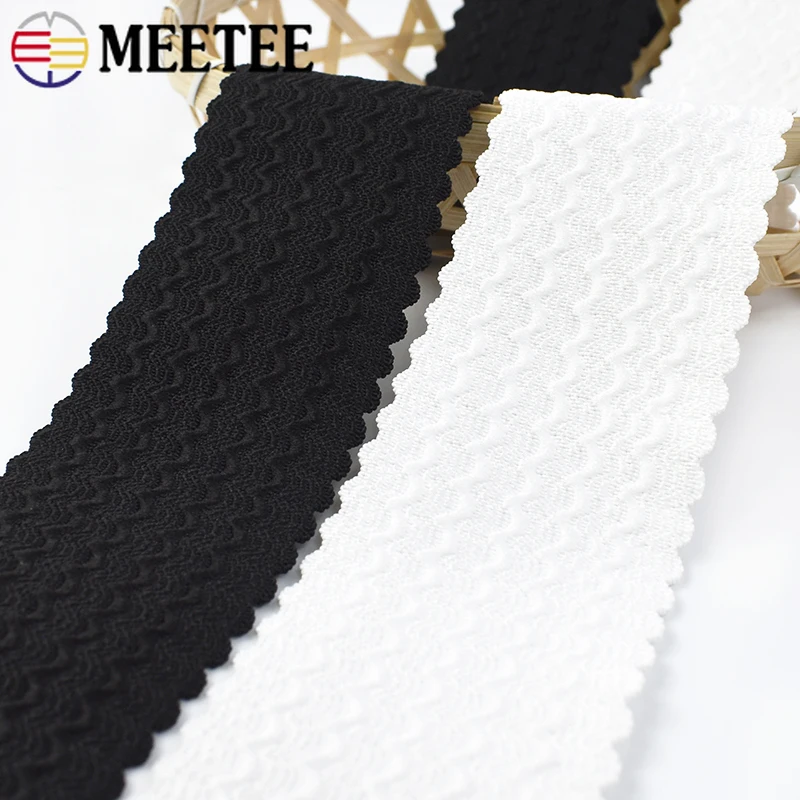 

2/5M Meetee 40-75mm Jacquard Wave Elastic Band Trousers Belt Elasticity Ribbon Clothes Waistband Spring Tape Sewing Accessories